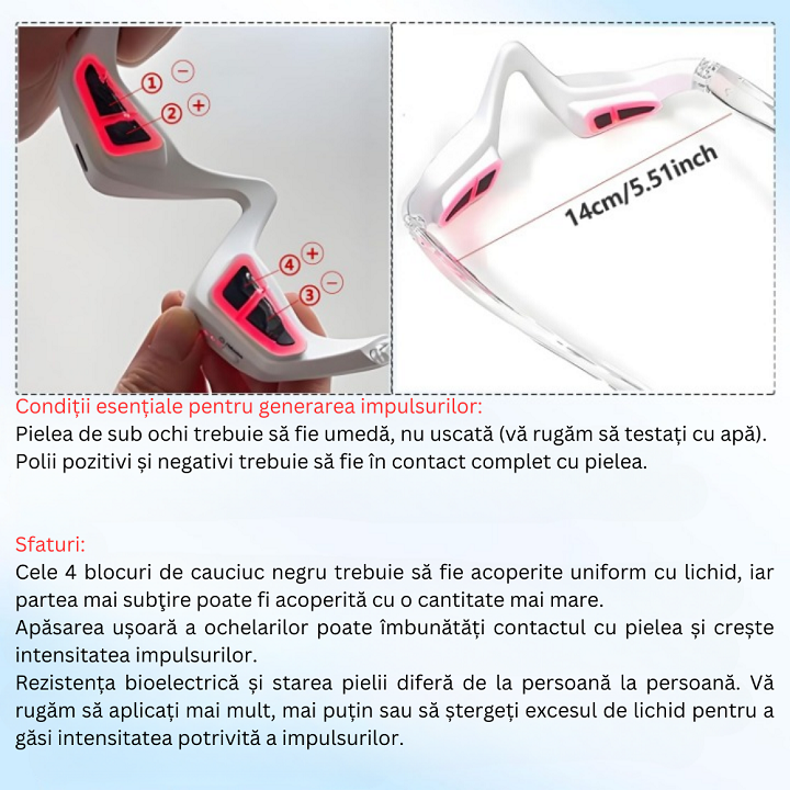Dispozitiv de Terapie cu Lumină Roșie LED cu Vibrații 3D pentru Ochi - imagine 5